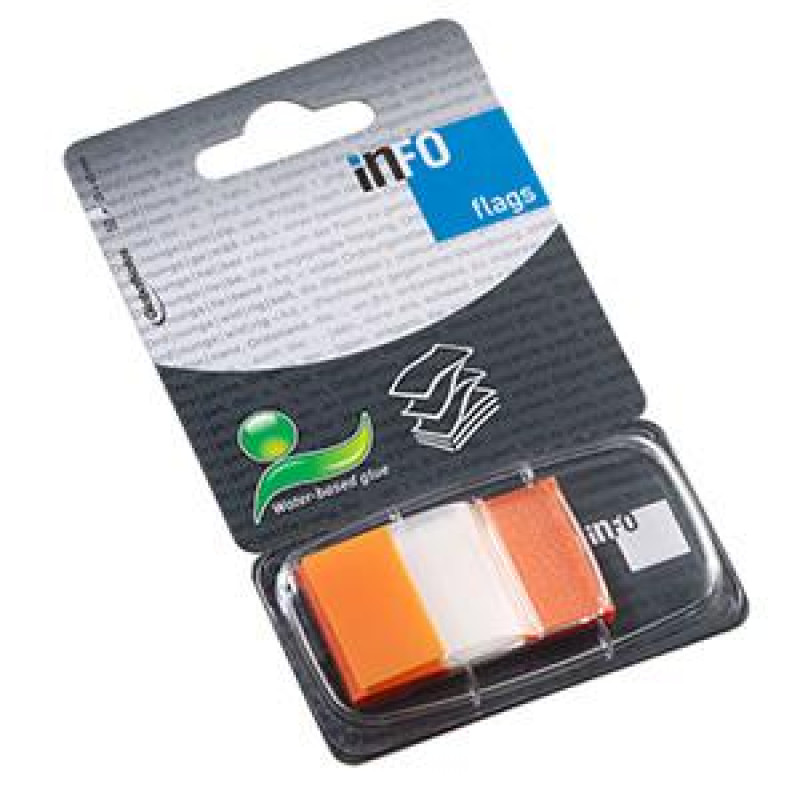 *Indeksi INFO 25x43mm oranža krāsa, 50 gab.