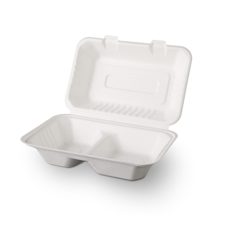 Kompostējamā cukurniedru kārba ar vāku 2-dal.  23x15.5x8.1cm (125gab/iep)