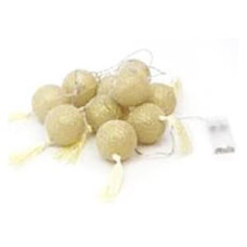 LED virtene kokvilnas bumbiņas 10gab/6cm/sudraba