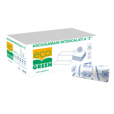 Papīra dvieli Z - veida, ECOGREEN,  pārstrādāta celuloze, 200 lock., 2 slāņi, 21x24 cm, 18