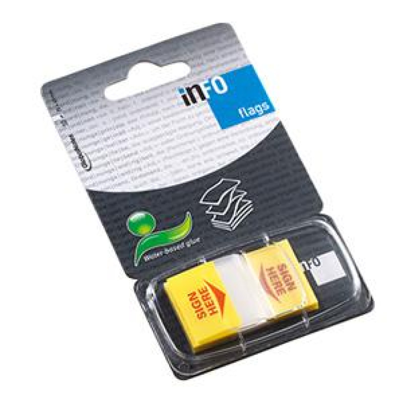 Indeksi INFO 25x43mm "Paraksts", 50 lapas DE