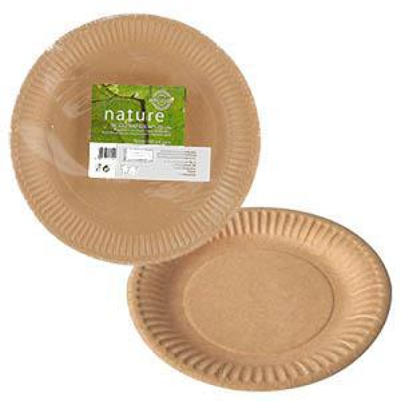 Šķīvji papīra 23cm brūni, 50gab. NATURE