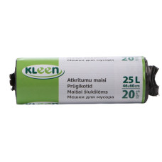 Atkritumu maisi 25L, 46x60cm, melni, HDPE, 20gab/rul (100rul/kast)