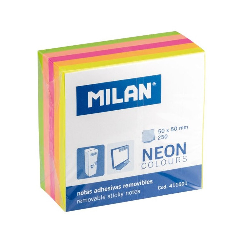 Līmlapiņas 50x50mm, 250 lapas 5 neona krāsas