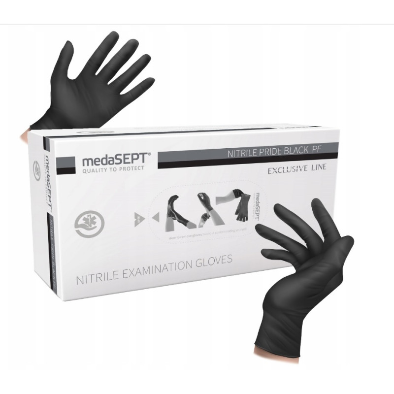 Melni Cimdi nitrila medaSept izm. M, 100gb.