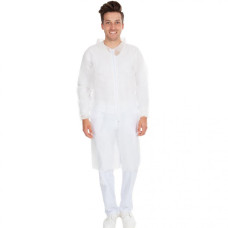 Halāts ar rāvējslēdzēju HYGONORM, PP, 110x150cm, balts,1 gab.,(100gab/kastē), XXXL