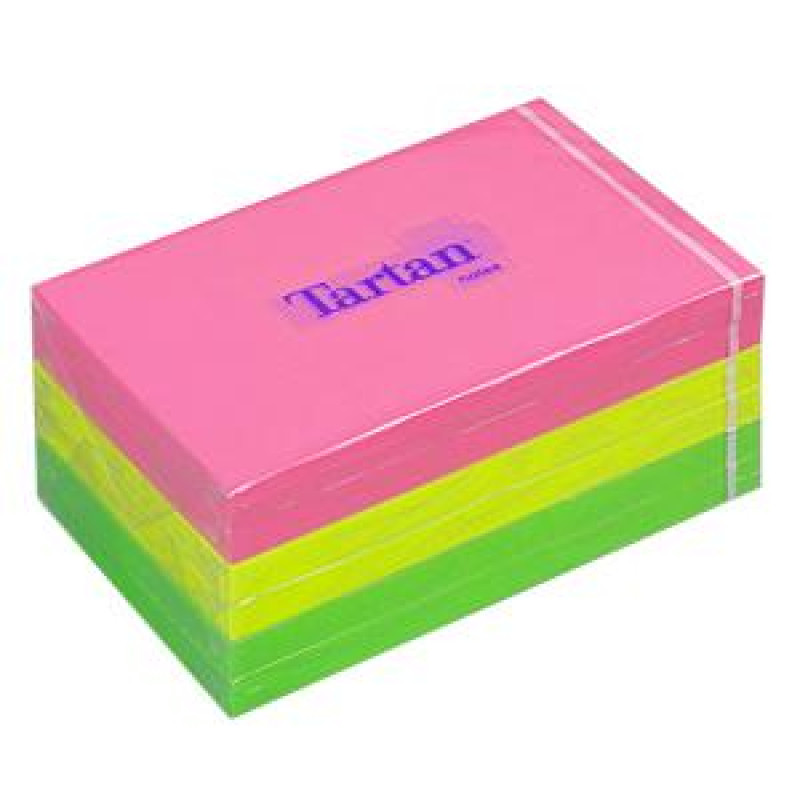 Līmlapiņas 76x127mm, 6 gab., asorti, neona Tartan