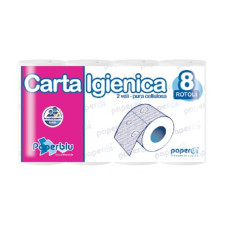 Tualetes papīrs PAPERBLU, celuloze, 2-slāņu, 17,75 cm, 150 lock., 16m, ø10cm, 9,3 x 10,5 c