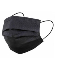 Sejas aizsargmaska FAMEX, vienreizlietojama, 3-slāņu, melna, PP, 50gab.