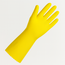 +Gumijas cimdi ar kokvilnu, "Multi Purpose", 30cm, dzeltenie, 400mik, (S), (pāris)