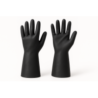 Gumijas cimdi ar floku "NEO 400", 33cm, melni, (XL), (pāris),