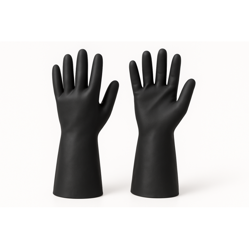 Gumijas cimdi ar floku "NEO 400", 33cm, melni, (XL), (pāris),
