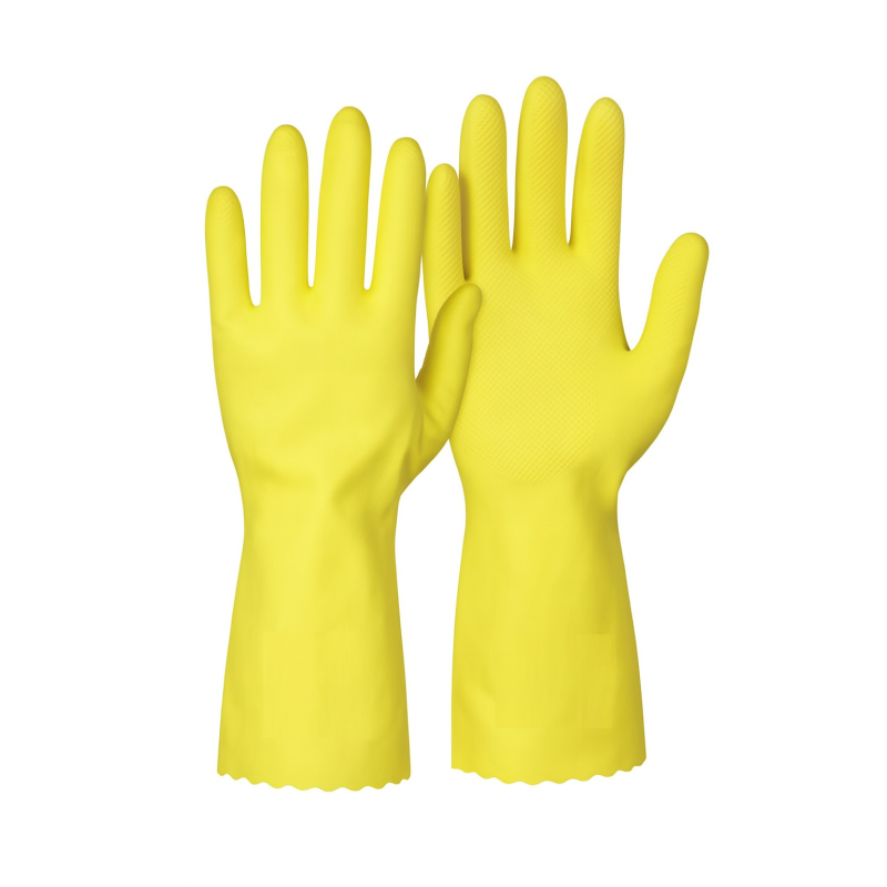 Gumijas cimdi ECOLABLE Multi Purpose, ar kokvilnu, dzelteni, XL, (12x12pāri/kastē)