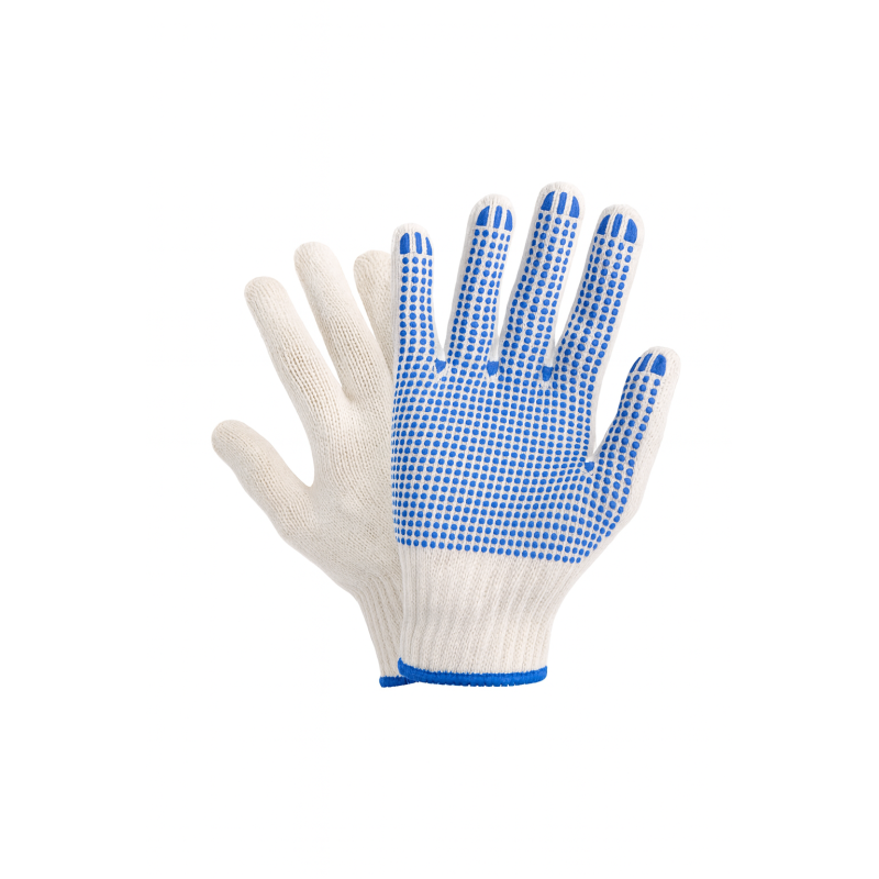 Cimdi adīti, ar 1-pusēju punktējumu, zili, izmērs 10, (12pāri/iep), (25iep/kastē)