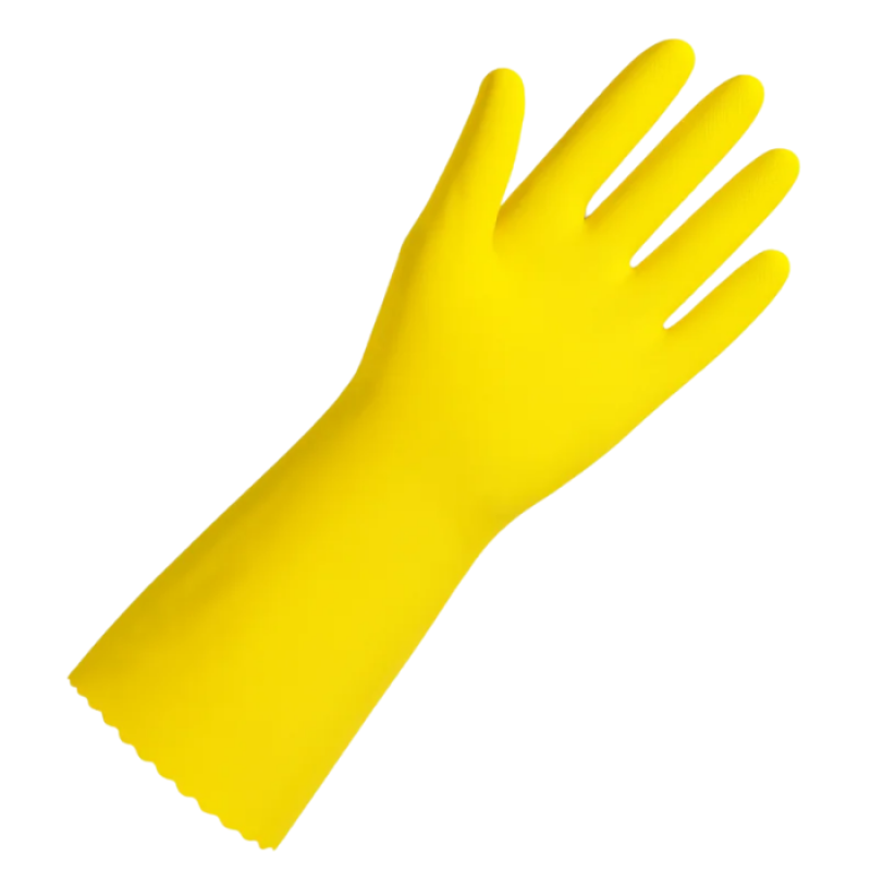 +Gumijas cimdi ar kokvilnu, "Multi Purpose", 30cm, dzeltenie, 400mik, (S), (pāris)