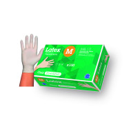 Lateksa Cimdi Gentle Touch /M izmērs/pūdereti/100 gab iepakojumā/10 iep.kastē  (5.00 gamaž