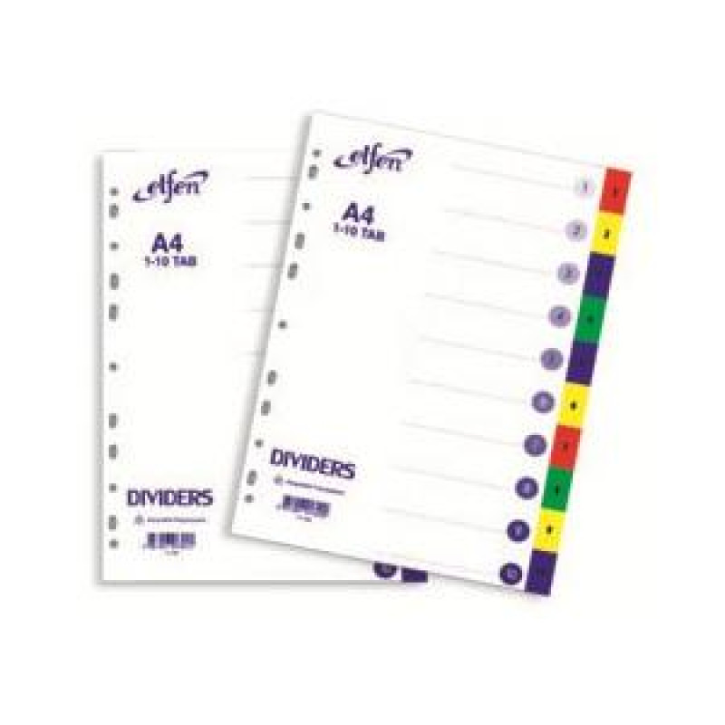 Sadalītājs A4/1-10 krāsains, ar numerāciju Elfen