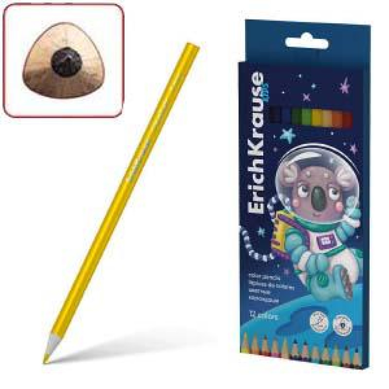 Zīmuļi krāsainie 12 krāsas trīsstūrveida 3mm serd.