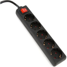 Pagarinātājs ar 5 ligzdām un slēdzi, 1.5m , 16A, melns,  Platinet