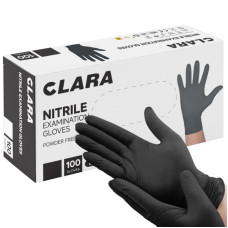 Nitrila cimdi bez pūdera Clara, melni (M), (100gab), (10 iep/kastē)