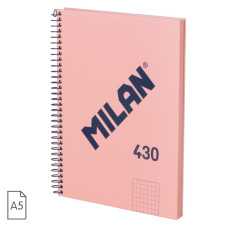 Klade A5, 80 lapas, rūtiņu ar spirāli, 95 gr. 430 Pink, MILAN