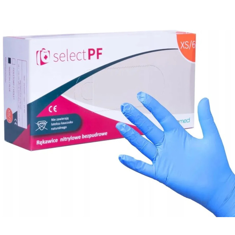 Nitrila cimdi bez pūdera, "SELECT PF" (XL), (100gab)