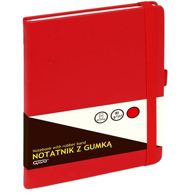 Klade A5/80 lapas, ar gumiju, rūtiņu, sarkana, GRAND