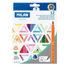 Flomāsteri 12 krāsas d=2 mm fine tip trīsstūrveida