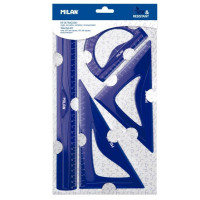 Lineālu komplekts, elastīgs, zila krāsa, Milan