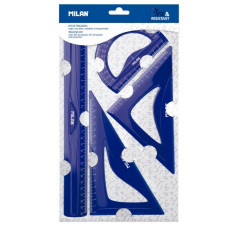 Lineālu komplekts, elastīgs, zila krāsa, Milan