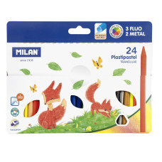 Krītiņi vaska 24 krāsas trīsstūraini 12cm