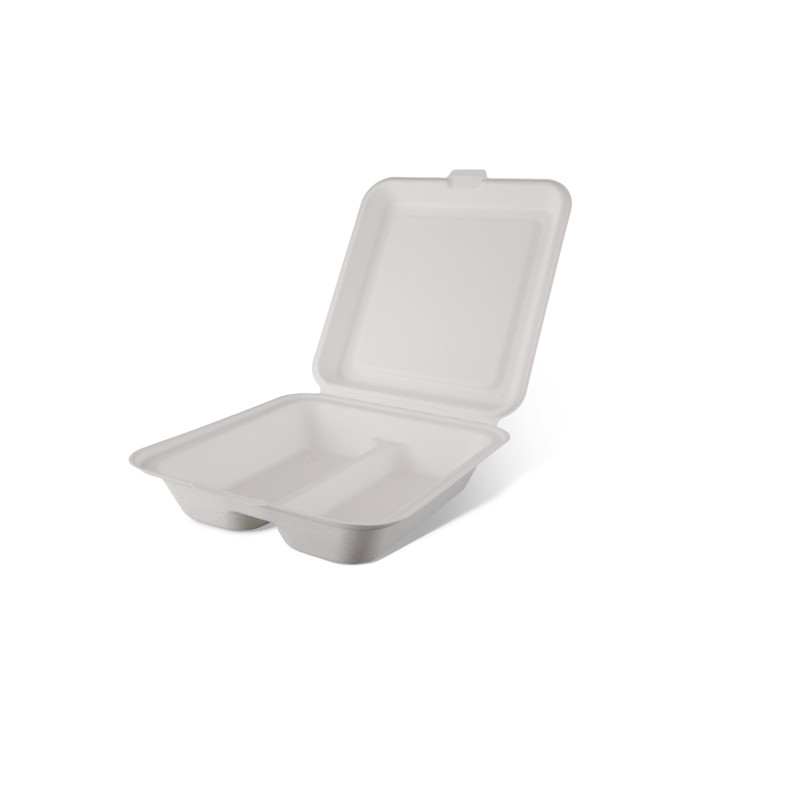 Kompostējamā cukurniedru kārba ar vāku 2-dal.19.2x21x4.26cm (50gab/iep)