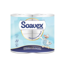 Tualetes papīrs SOAVEX Gold Extra, celuloze, 3-slāņu, 42 m,  350 lock., 12 x 9.6cm, ø 13,5