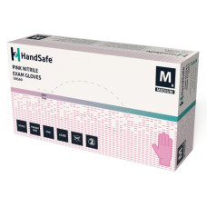 Nitrila cimdi bez pūdera GN560 Handsafe, Exam Gloves, rozā, (M) (100gab), (10 iep./kastē)