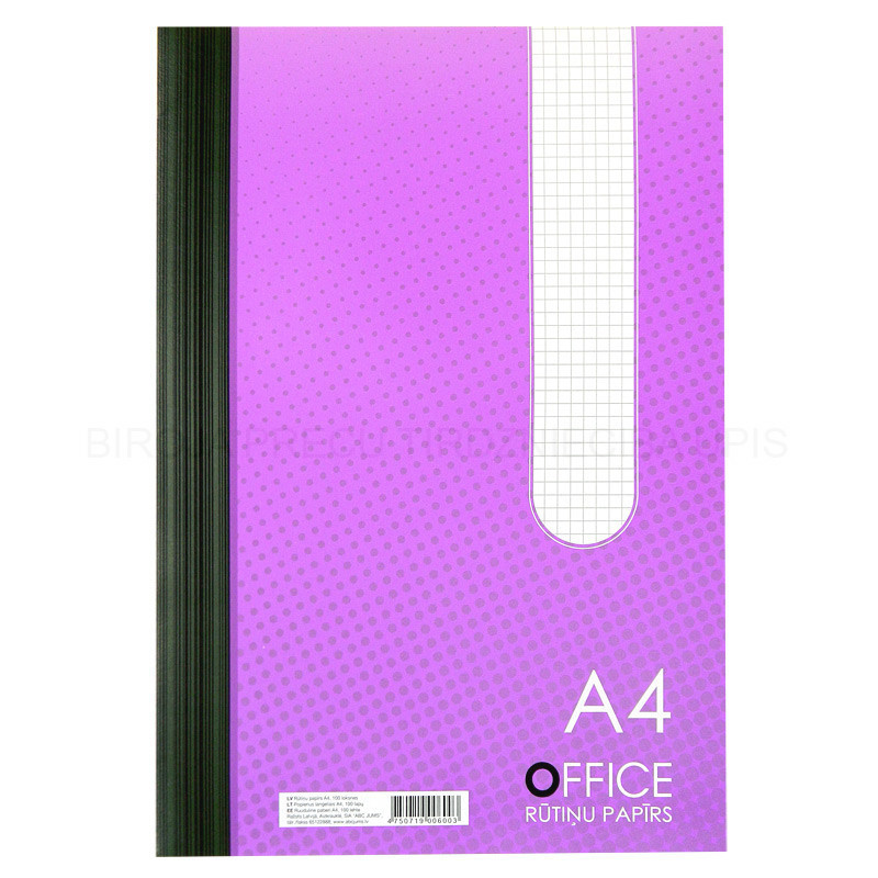 Rūtiņu papīrs A4, 100 loksnes, bez caurumiem