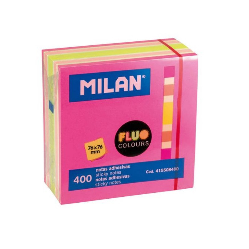 Līmlapiņas 76x76mm, 400 lap. 4 neona krāsas Milan