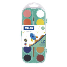 Akvareļkrāsas 12 krāsas ar otiņu, Milan