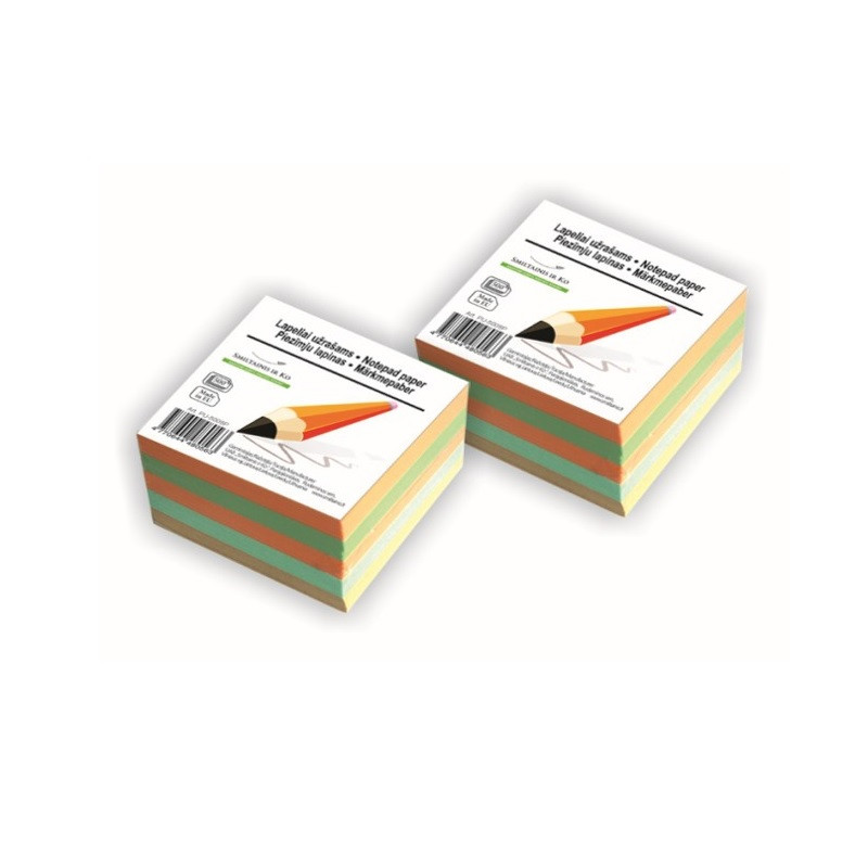 Piezīmju bloks līmēts 90x90mm krāsains 500lapas