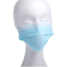 Sejas aizsargmaska medicīniska, 3-slāņu, zila, 50.gab.,(40 iep/kastē)