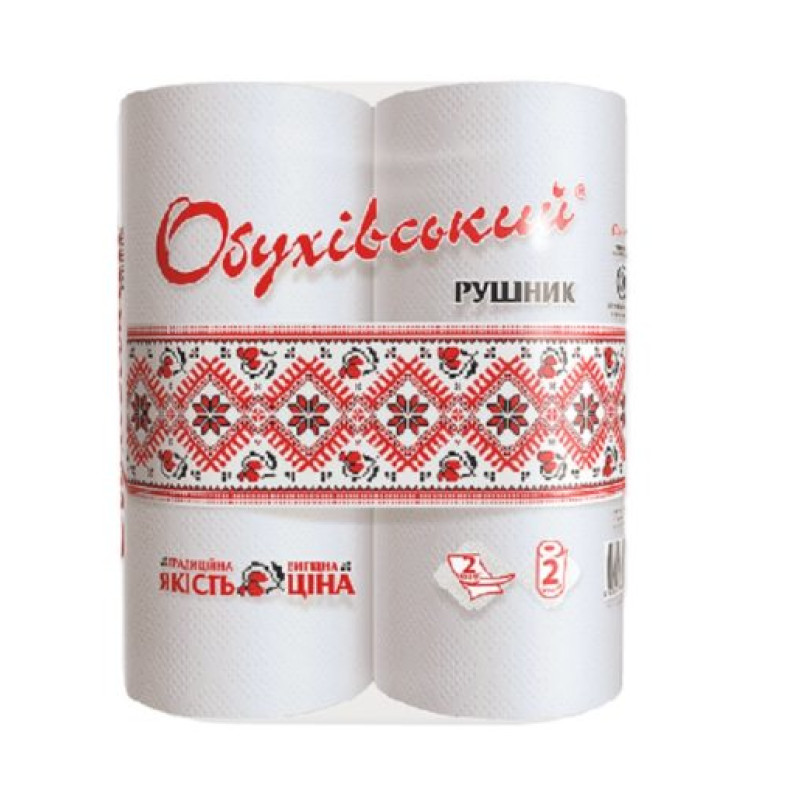 Papīra dvieļi Obuhivskij, balti, 2gab. ( Izcelsmes valsts Ukraina )