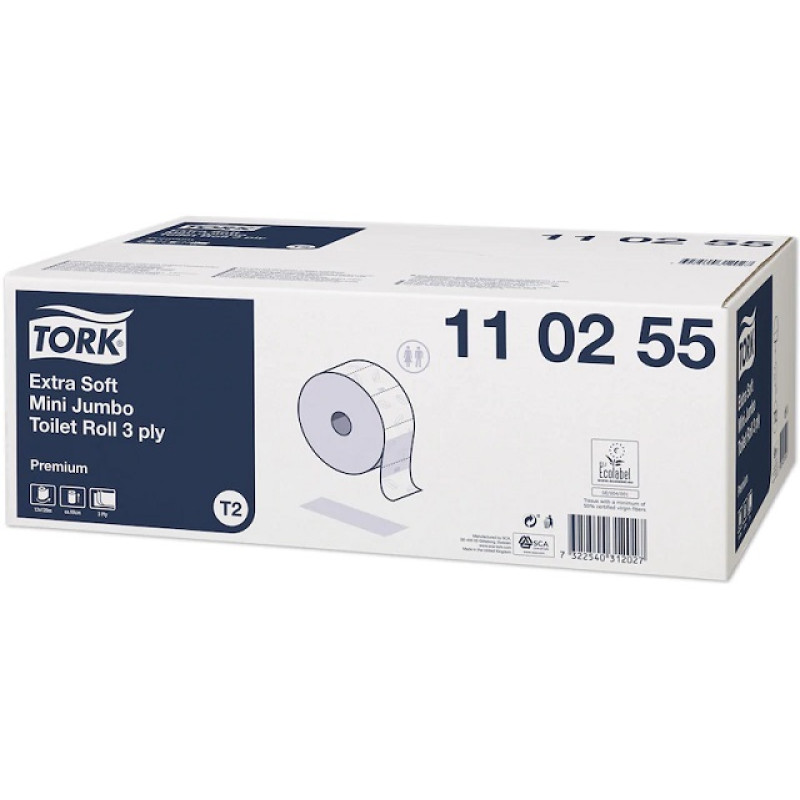 Tualetes papīrs TORK Mini Jumbo Premium T2, 3-kārt, 120m, 600lok.
