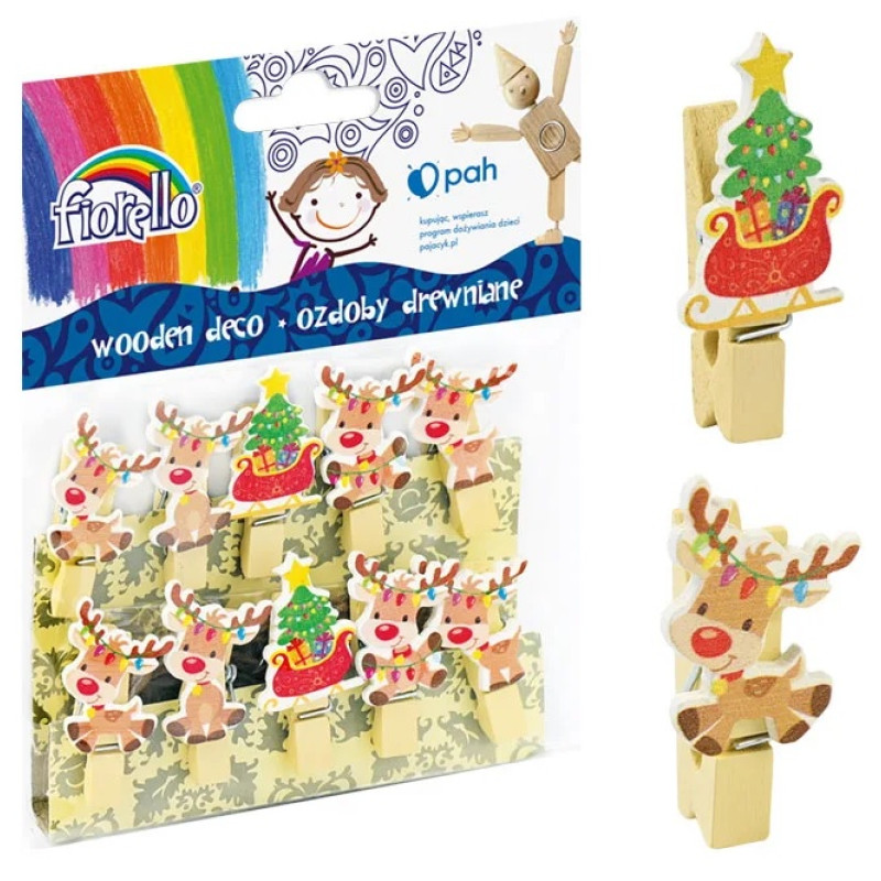 Dekors Ziemassvētku 44x23 mm knaģis koka 10gab.