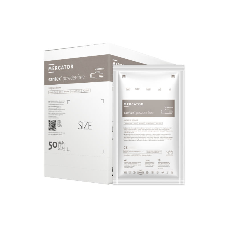 Cimdi sterili, lateksa, a/p Nr.6.0 Santex ( mazais iep. 50 pāri) kastē 400 pāri