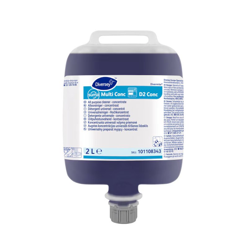 Suma Multi D2 conc, augsti koncentrēts universāls virsmu tīrīšanas līdzeklis, 2 litri
