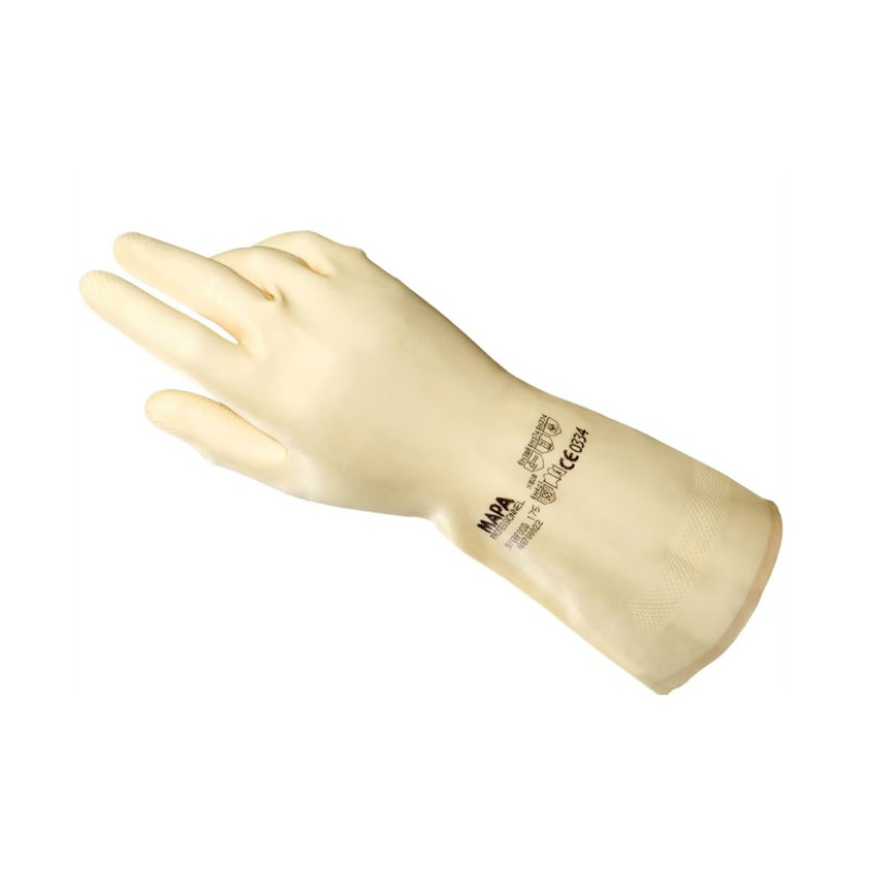 Gumijas cimdi MAPA VITAL 175, 8. izmērs/bešs/100 pāri kastē/310 mm garums