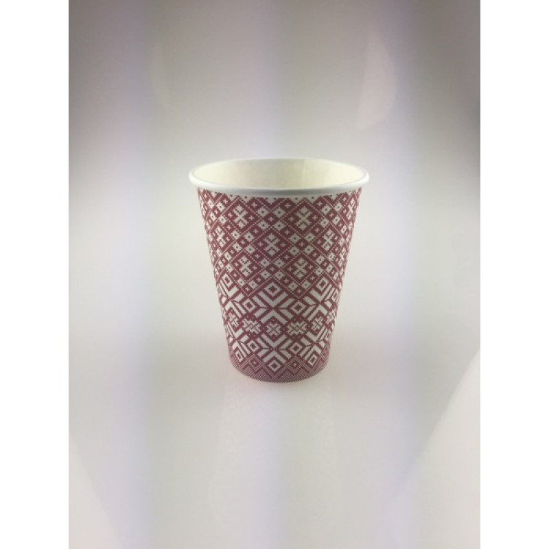 Papīra glāzes 250ml (8,25oz), vending,d-73mm "Tautas raksti 2",  (50gab.)