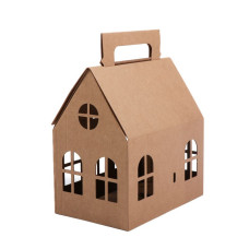 Dāvanu kaste no gofrētā kartona 200x120x70mm, "Ziemassvētku mājiņa", brūnas