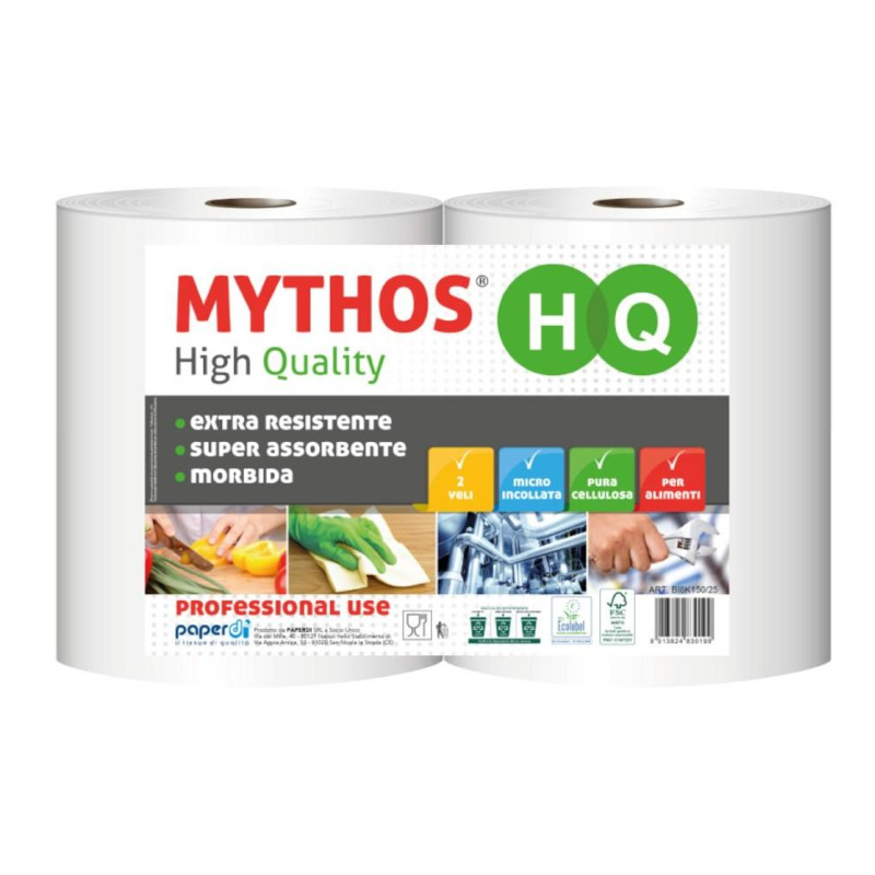 Industriālais papīrs, baltā, celulose, 2-slāņi, d26cm, 480 loksnes, 25x28cm, 134m