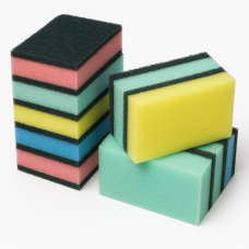 Sūklis ar abrazīvu, 78x53x25mm, dažādas krāsas, (10gab)