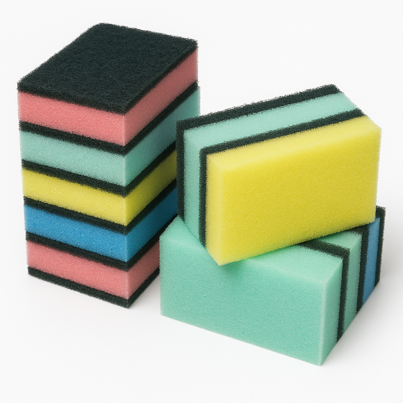 Sūklis ar abrazīvu, 78x53x25mm, dažādas krāsas, (10gab)